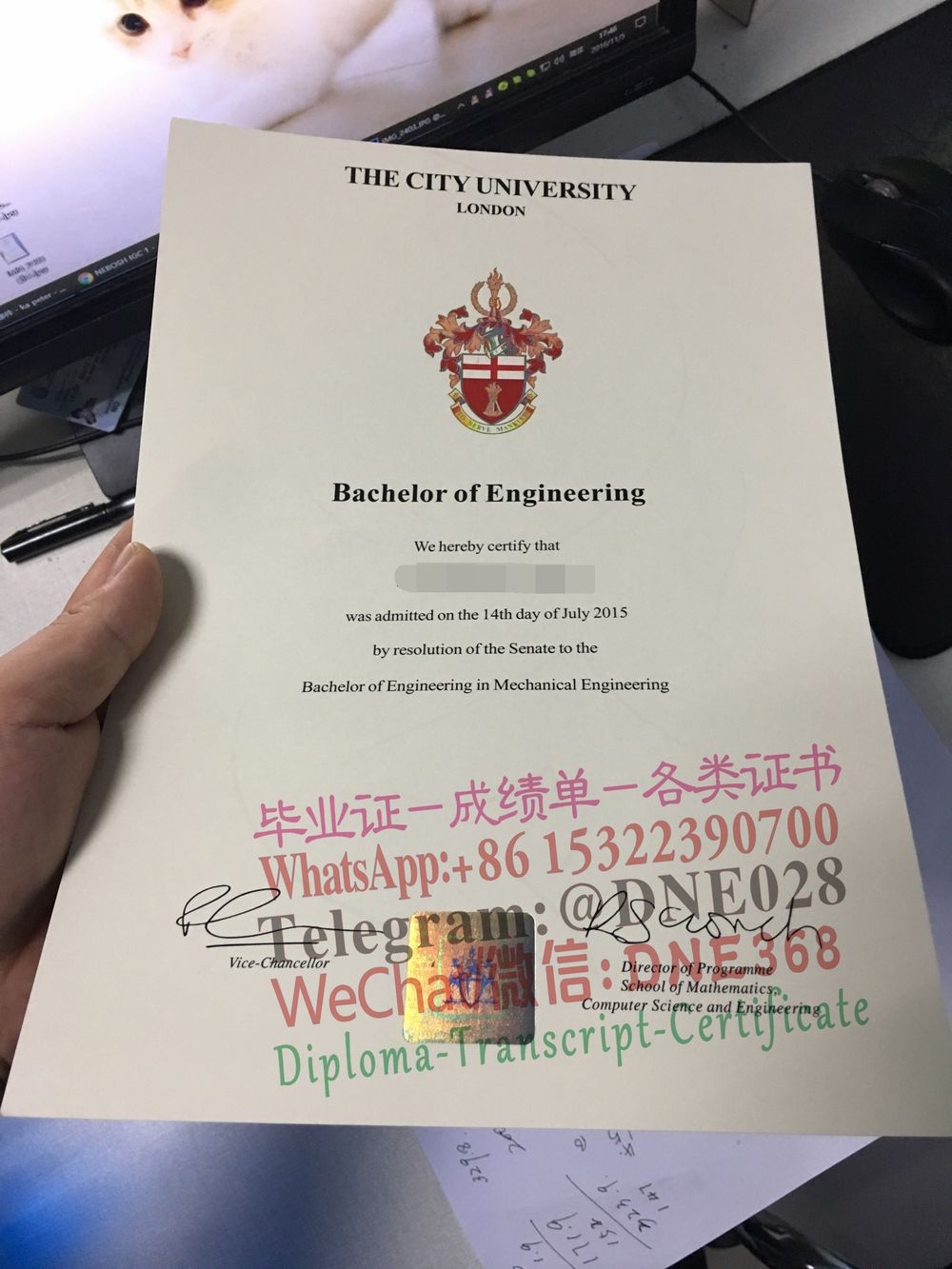 英国伦敦城市大学毕业证样本